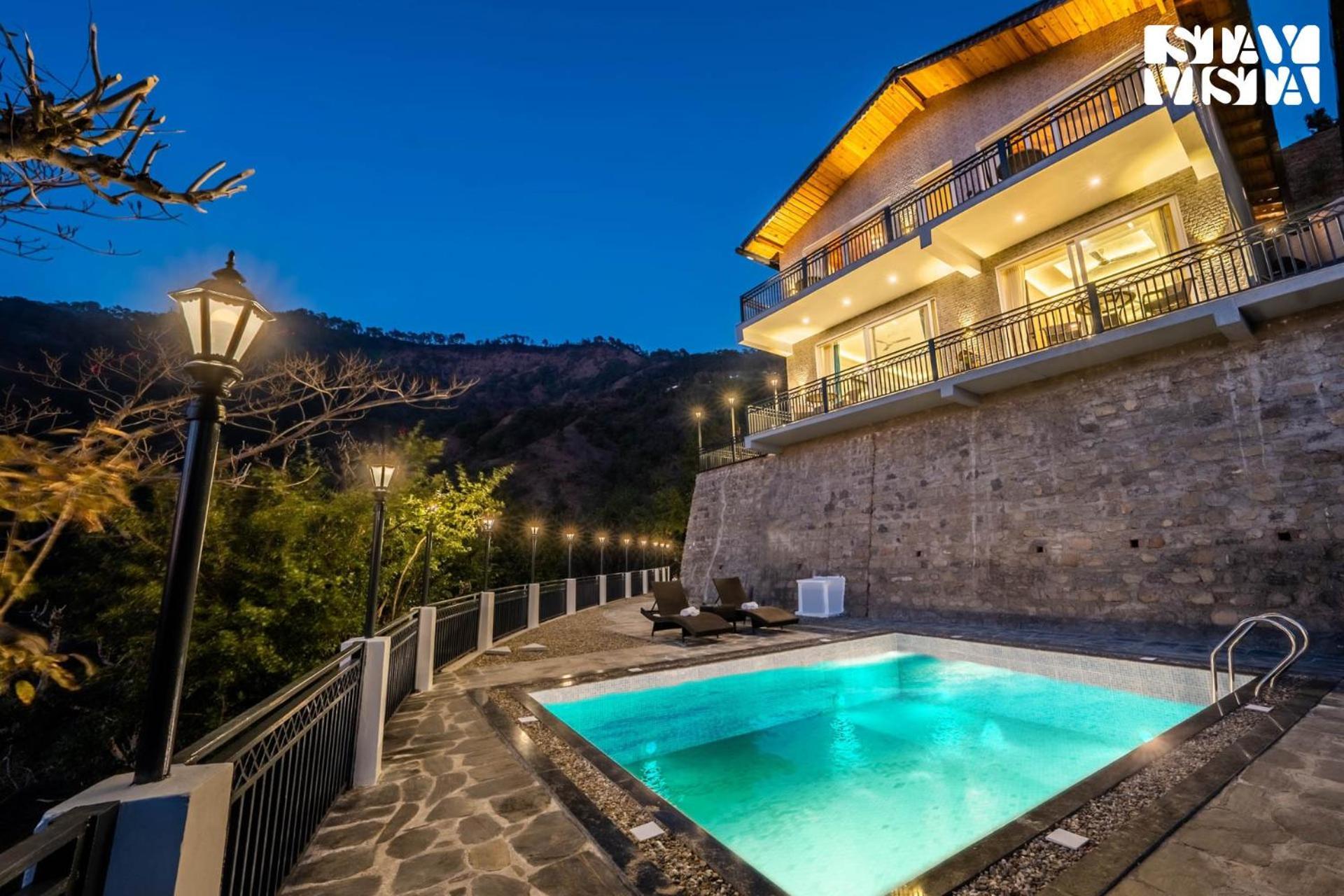 Stayvista At Sunset Springs With Pool & Views Nainital Exteriör bild
